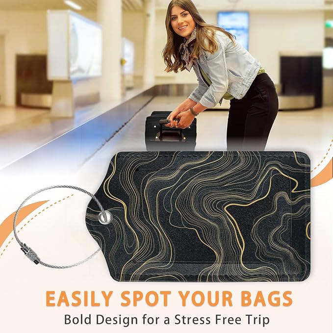 Abstract Line Art 3 Pack PU Leahter Luggage Tag - Image 4