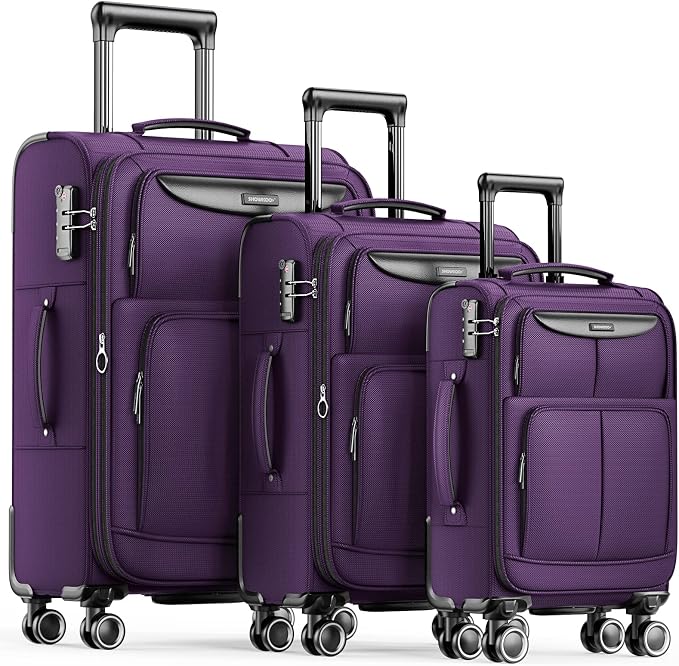 SHOWKOO Luggage Sets 3 Piece Softside Expandable Lightweight Durable Suitcase by SHOWKOO
