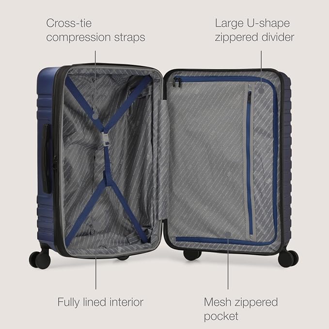 U.S. Traveler Boren Polycarbonate Hardside Rugged Travel Suitcase Luggage - Image 2