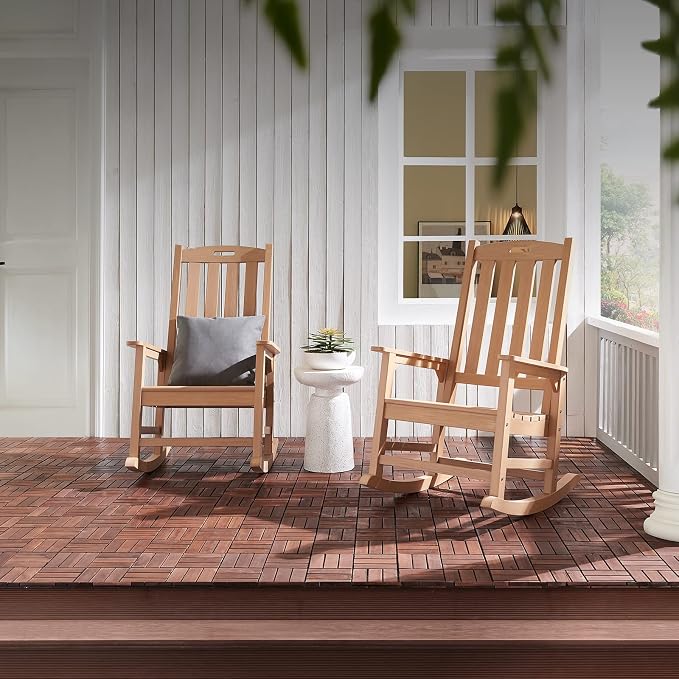 Psilvam Oversized Outdoor Rocking Chair Set of 2, Porch Rocker - Image 8