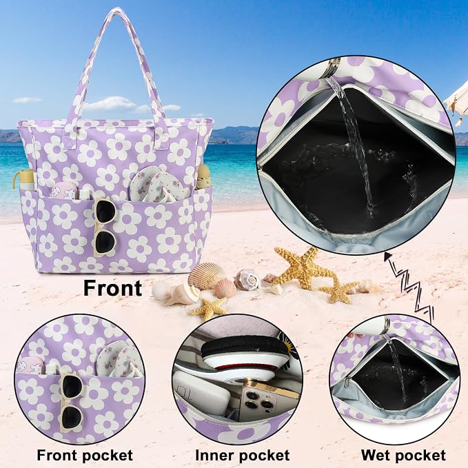 Beach Pool Bags Tote for Women Ladies Large Gym Tote Carry On Bag - Image 2