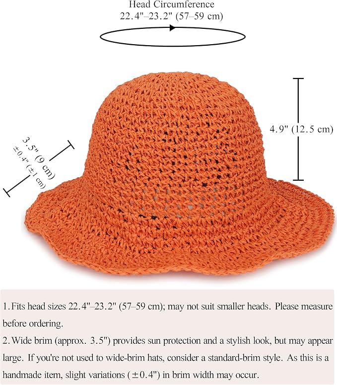 Womens Wide Brim Straw Sun Hat Foldable Floppy Crochet Beach Hat - Image 7