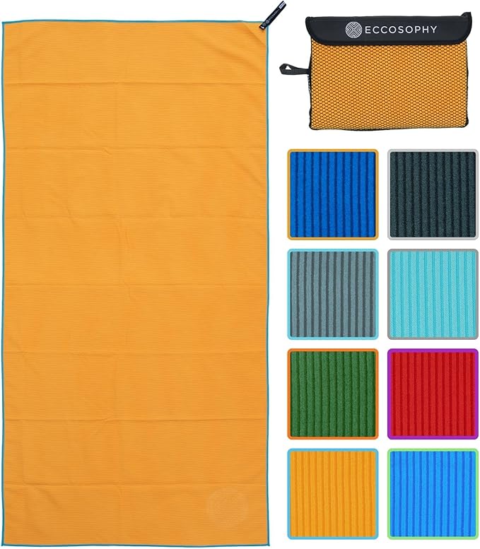 ECCOSOPHY Microfiber Beach Towel – Quick Dry Gym Towel, Highly Absorbent by ECCOSOPHY