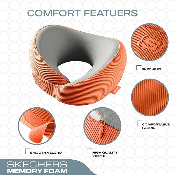Skechers Women's Memory Foam Neck Pillow, Comfortable & Breathable Travel Pillow - Image 3