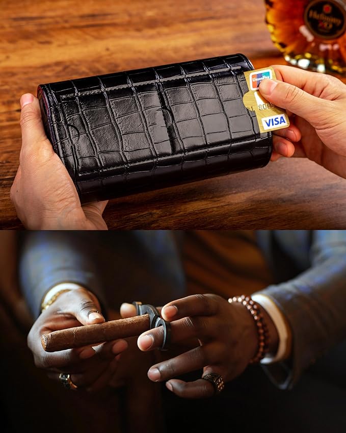 MR.OKAY 2 Watch Travel Case- Classic Leather Watch Case - Image 4