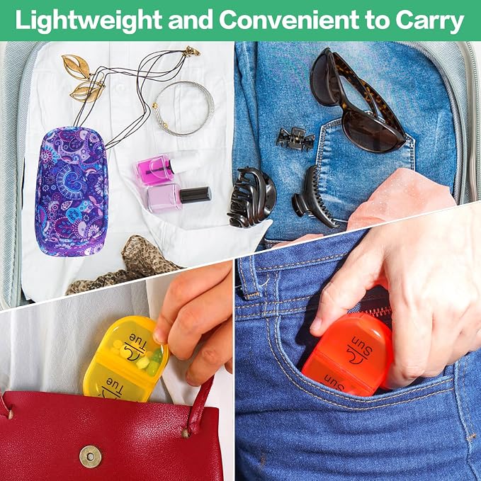 Serfeymi Weekly Travel Pill Organizer 2 Times A Day AM PM Upgraded Rainbow Pill - Image 6