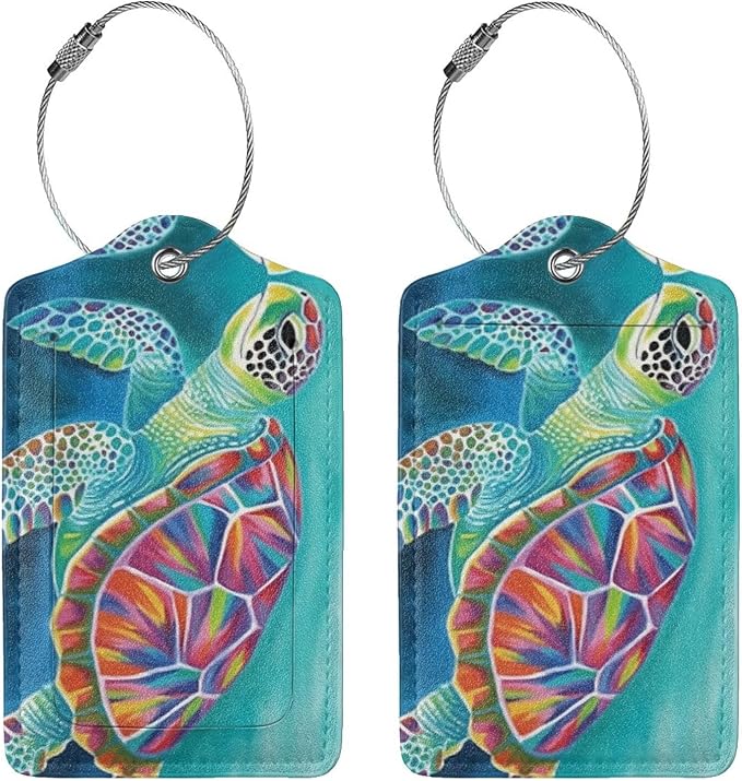 Sea Turtle Leather Luggage Tag - Image 3