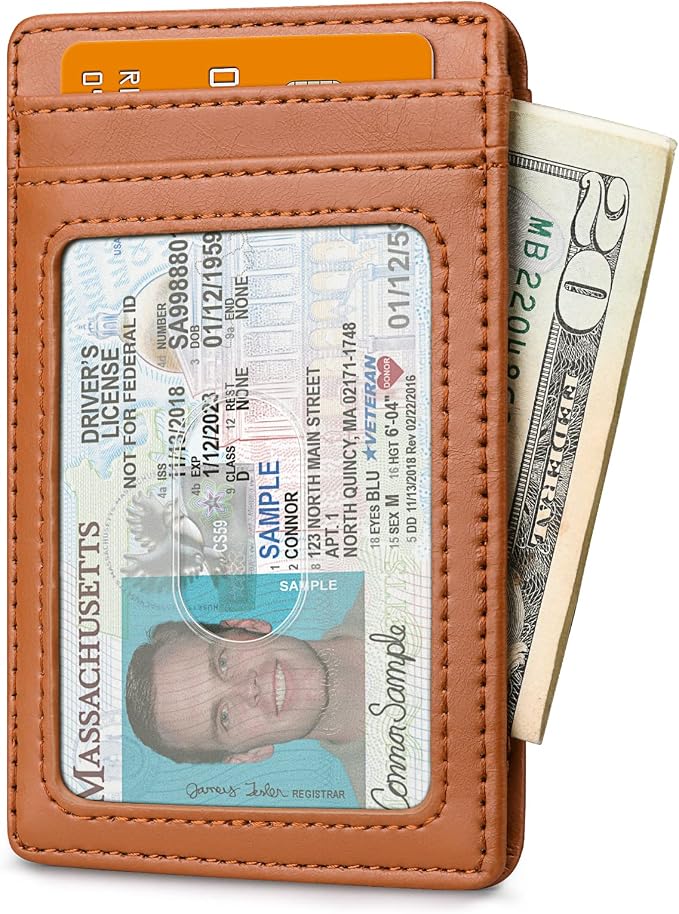 Buffway Mens Slim Wallet, Minimalist Thin Front Pocket Leather Credit Card - Image 2