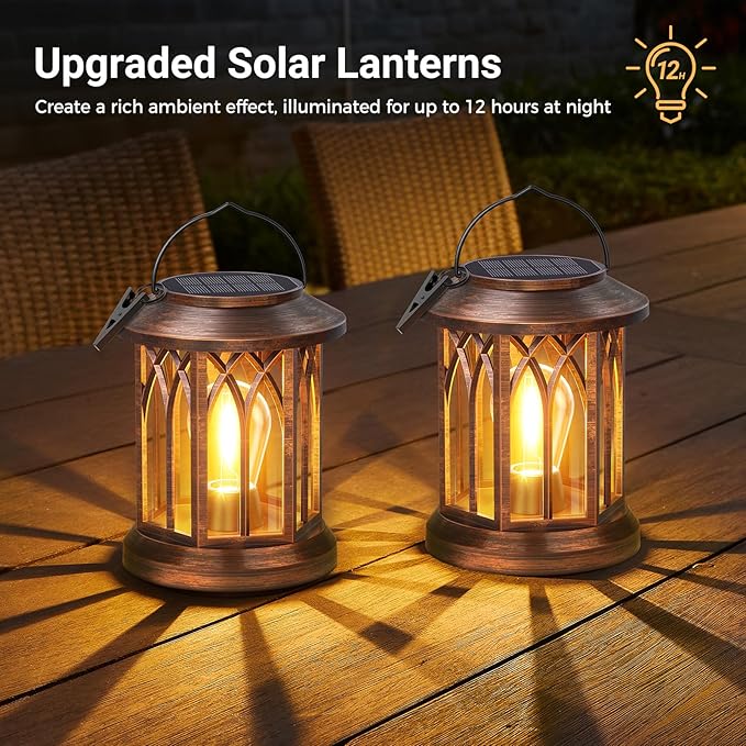 WdtPro Solar Lanterns Outdoor Hanging 6 Pack, Upgraded Bright Lantern Lights - Image 6