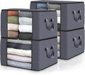 Fab totes 4 Pack Clothes Storage, Foldable Thick Fabric Blanket Storage Bags by Fabtotes