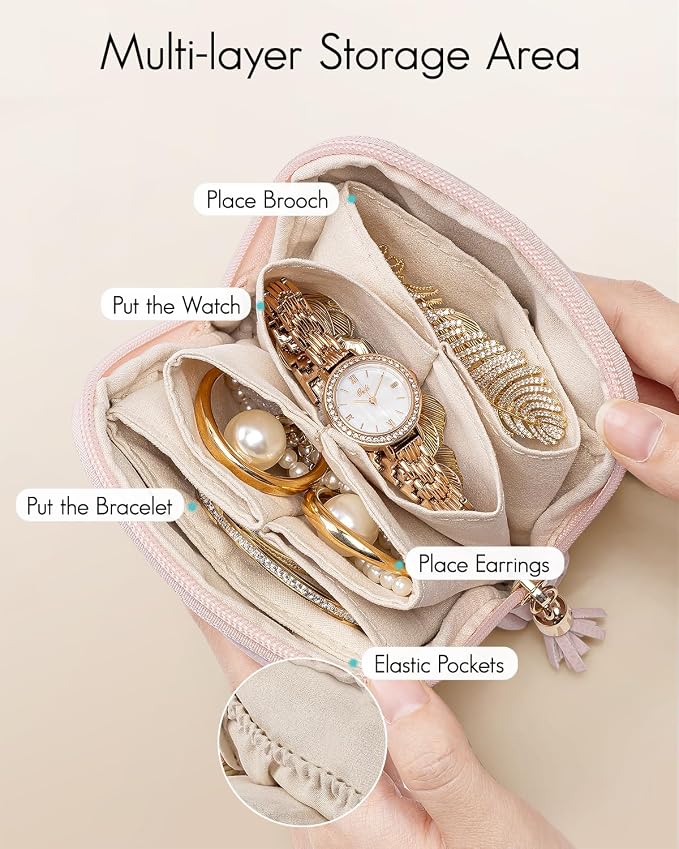 Vlando Small Jewelry Travel Case, Jewelry Pouch Bags - Image 2