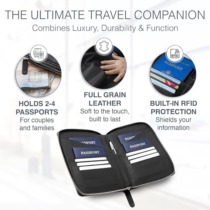 Full Grain Leather Family Passport Holder - Image 2