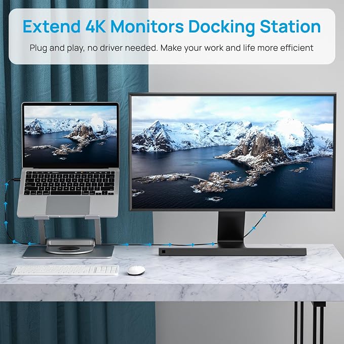 Adjustable Laptop Stand with 360 Rotating Base & USB Docking Station - Image 5