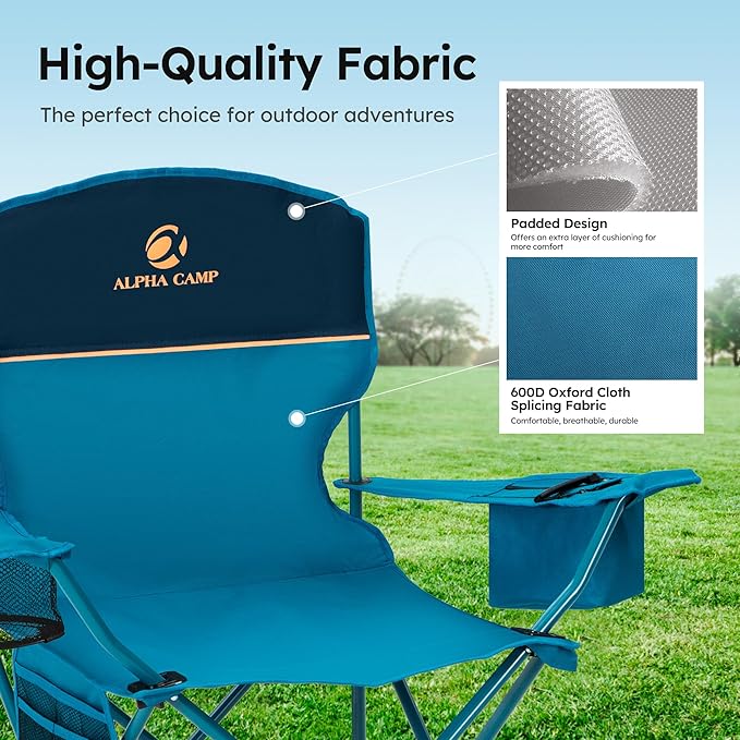 ALPHA CAMP Camping Chair 2 Pack Portable Chair - Image 4