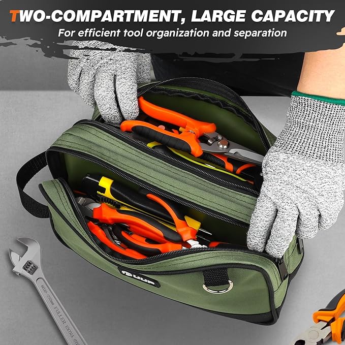 12 Inch Small Tool Bag 2 Pack, Zipper Tool Pouch Two Compartments, Utility - Image 2