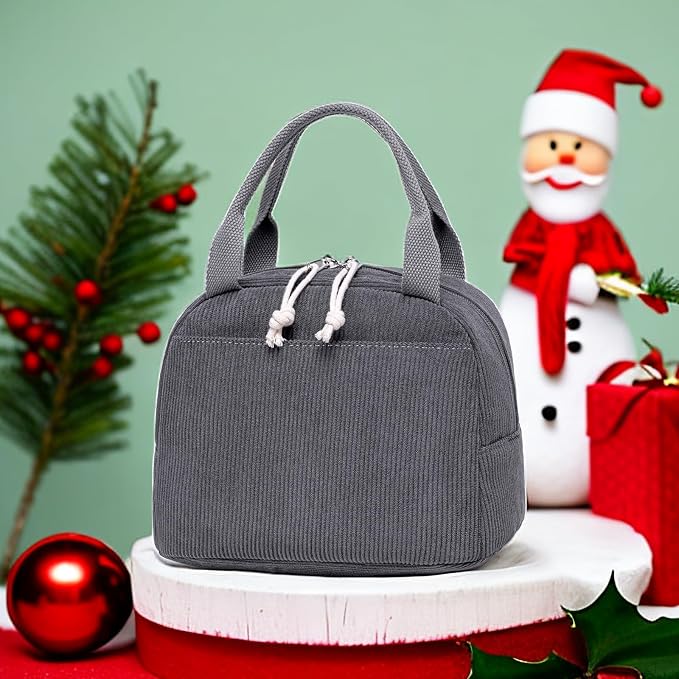 Bluboon Lunch Bag for Women Men Cute Corduroy Lunch Tote Bags Reusable - Image 9