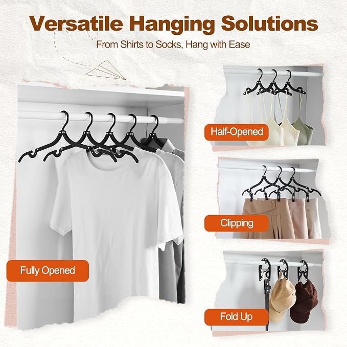 HOUSE DAY Foldable Travel Hangers 10 Pack w/10 Clips, Cruise Essentials 2025 - Image 5
