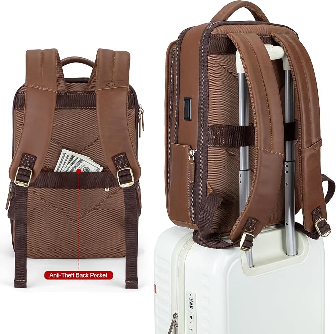 Tzowla Leather Laptop Backpack, Bag - Image 5