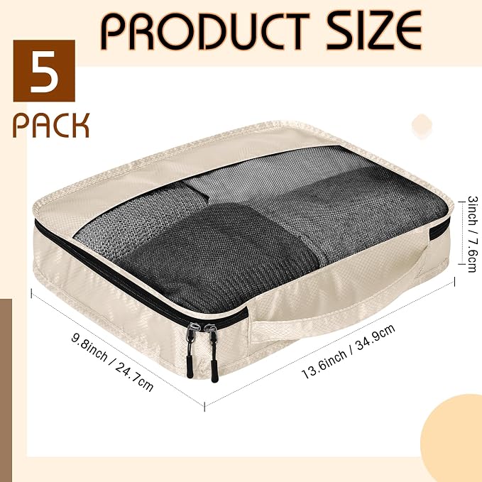 5 Pcs Packing Cubes for Suitcase Large Travel Cubes Carry on Luggage Organizer - Image 2
