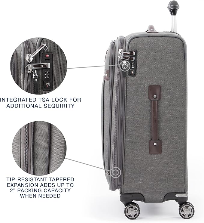 Travelpro Platinum Elite Softside Expandable Checked Luggage, 8 Wheel Spinner - Image 4
