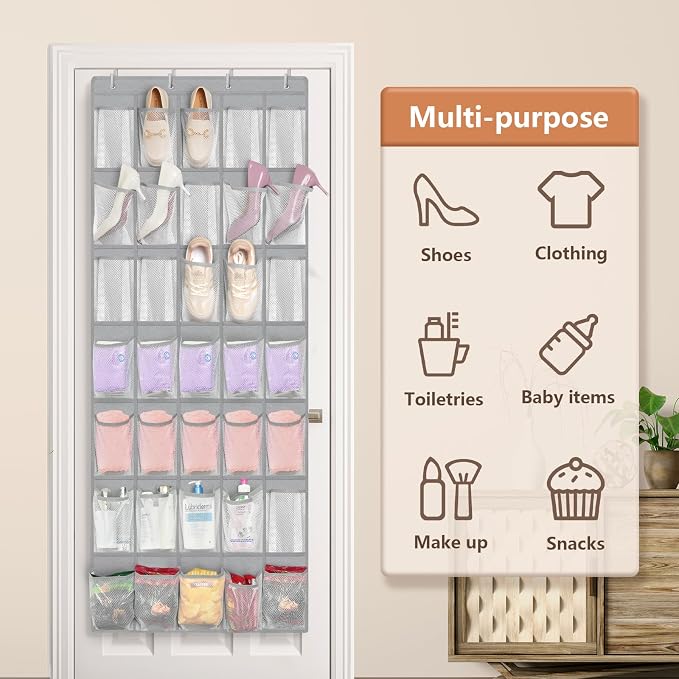 FENTEC 35 Large Pockets Over The Door Shoe Organizer, Mesh Hanging Shoe - Image 7