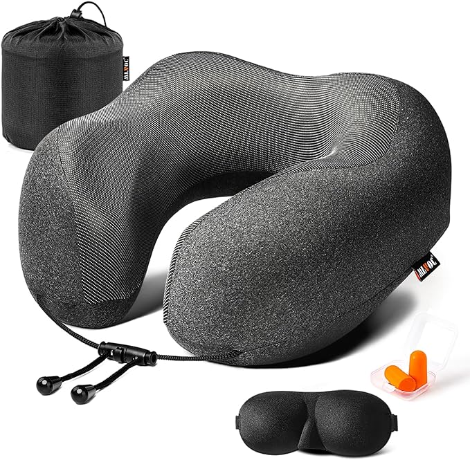 MLVOC Travel Pillow 100% Pure Memory Foam Neck Pillow, Comfortable & Breathable by ProfessionalMemoryFoamProductsManufacturers
