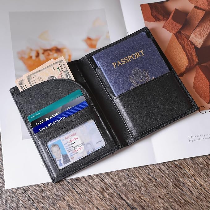 Polare Full Grain Leather Passport Holder RFID Blocking Travel Bifold Wallet - Image 2