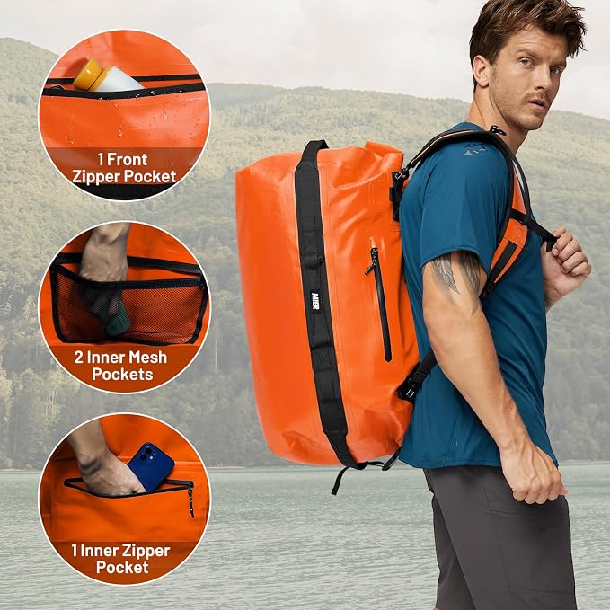 MIER Large Waterproof Duffel Bag Rolltop Dry Backpack Duffle Bags - Image 4