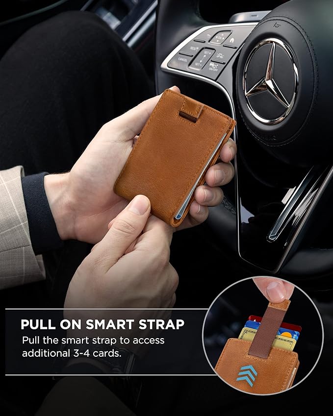 SERMAN BRANDS RFID Blocking Slim Bifold Genuine Leather Minimalist Front Pocket - Image 5