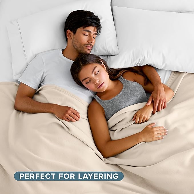 Bare Home Lightweight Polar Fleece Blanket Sand Full/Queen - Image 5