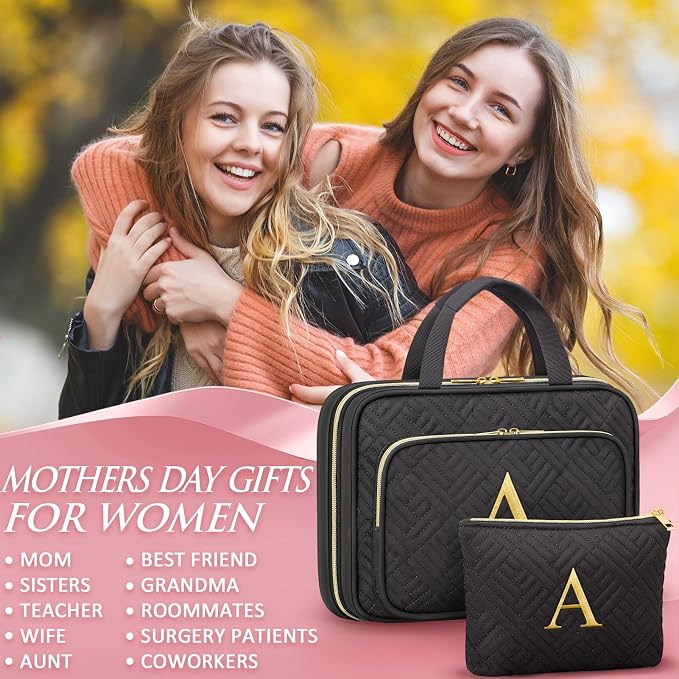 Gifts for Women, Initial Toiletry Makeup Bag Hanging Cosmetic Organizer - Image 7