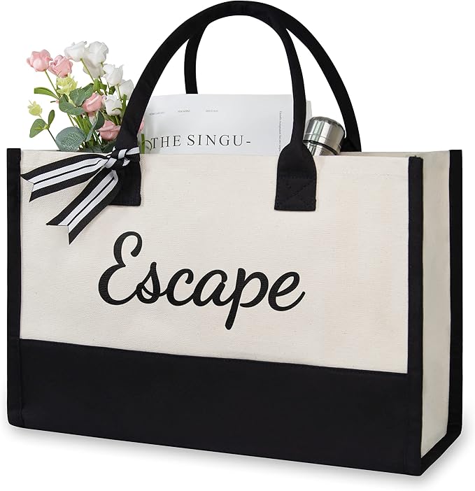 TOPDesign Personalized Initial Jute/Canvas Beach Bag, Monogrammed Gift Tote Bag by TOPDesign