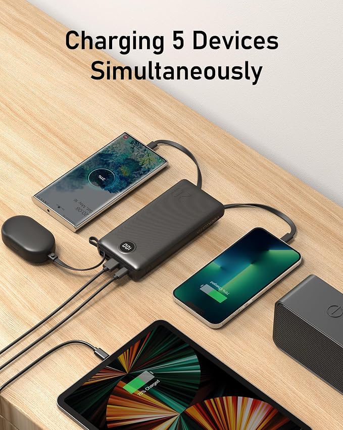 VEEKTOMX Portable Charger with Built-in Cables, 20000mAh Power Bank - Image 5