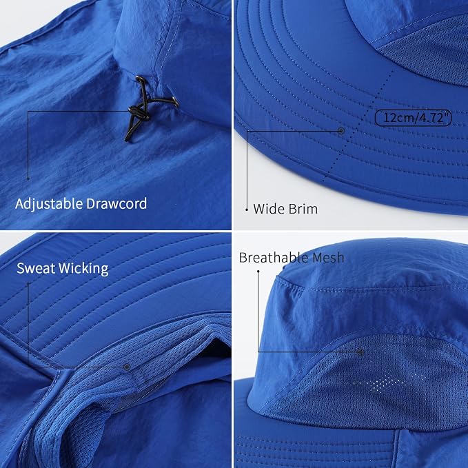 Home Prefer Outdoor UPF50+ Sun Hat Wide Brim Mesh Fishing Hat - Image 4