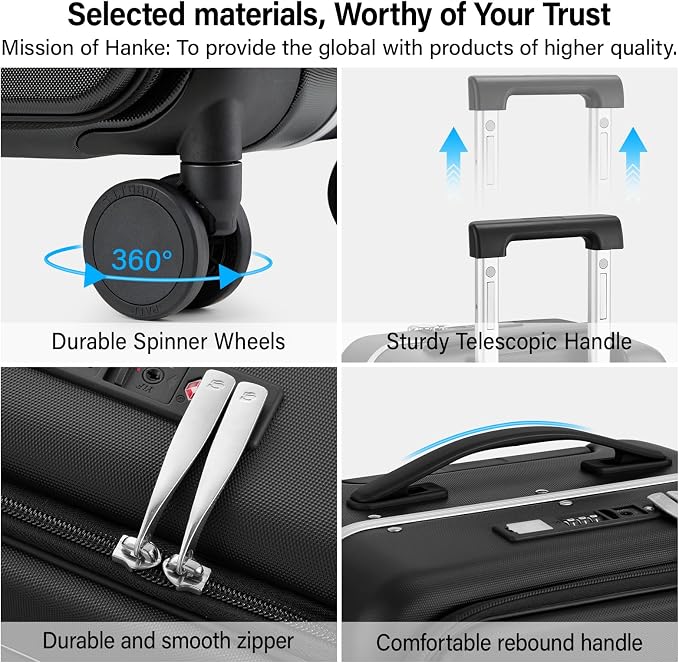 Hanke 24 Inch Luggage with Cup Holder and Charge, Top Opening Hard Shell - Image 9