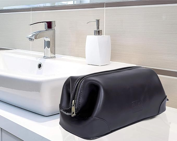 HLC Leather Toiletry Bag for Men Best Gift Premium Genuine Leather Dopp Kit - Image 3