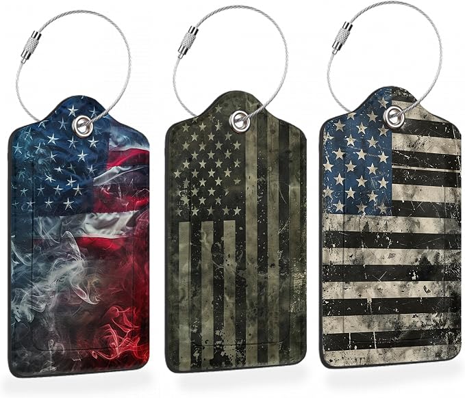 Vintage American Flag 3 Pack Luggage Tags by Losthll