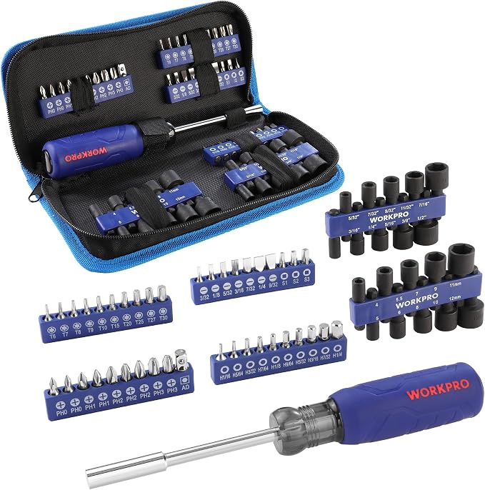 WORKPRO 61PC Magnetic Screwdriver Bits & Nut Driver Set by WORKPRO