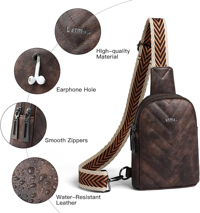 7L Sling Bag for Women Men Leather Small Sling Backpack Daypack Anti Theft - Image 4