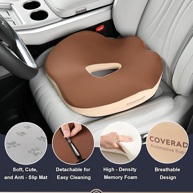 Coverado Car Seat Cushion with Memory Foam, Ergonomic Driving Seat Cushion - Image 5