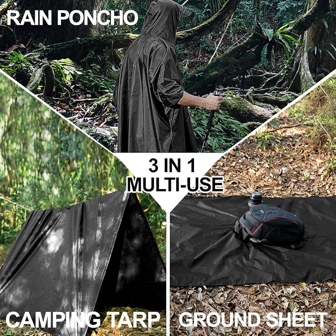 salamra Hooded Rain Poncho Waterproof Raincoat Jacket - Image 4