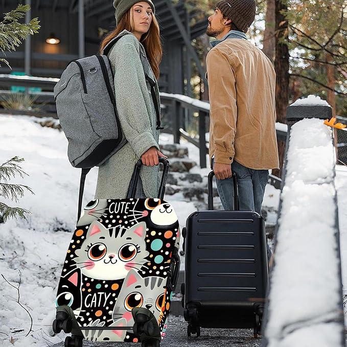 ANNA QUEEN Cute Cat Luggage Cover, Kawaii Cartoon Kitty Suitcase Protector - Image 7