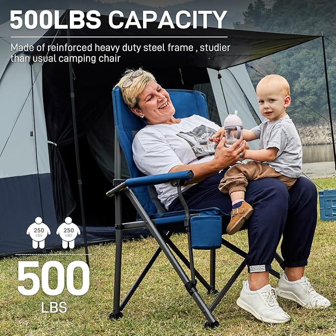 EVER ADVANCED Oversized Folding Camping Chair, - Image 3
