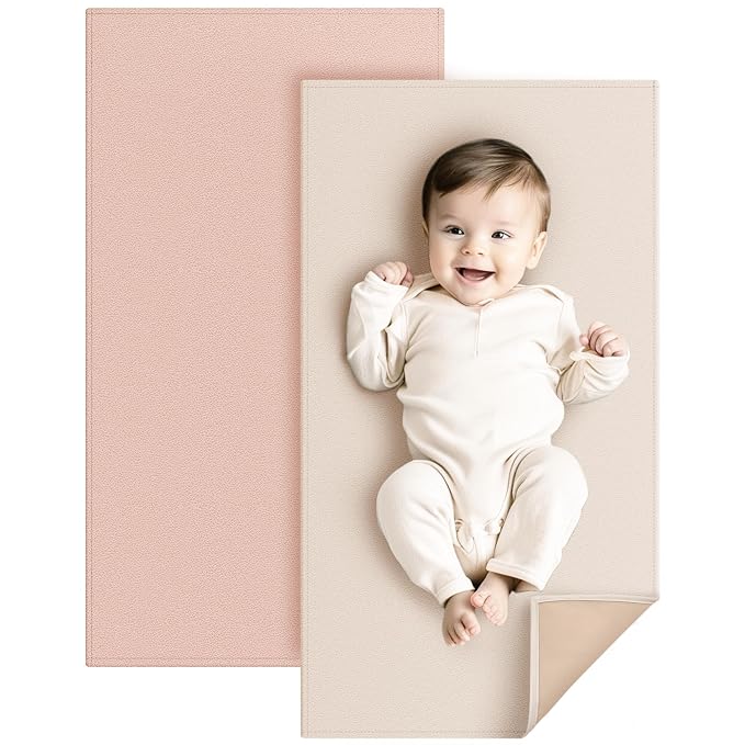 Konssy Faux Leather Baby Changing Mat 2 Pack, Waterproof, Wipeable & Portable by Konssy