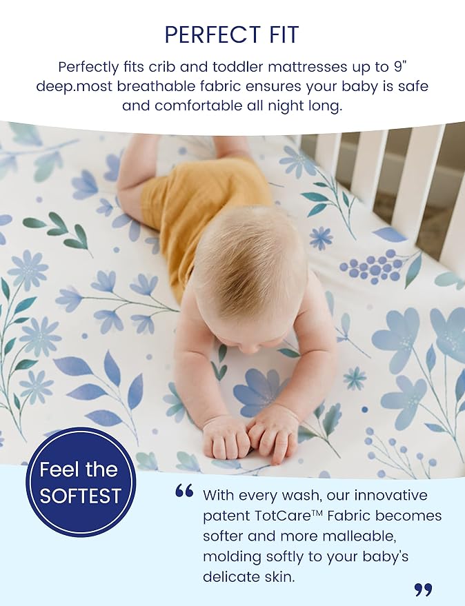 TotAha Premium Stretchy Crib Sheets-Hypoallergenic, Silky Comfort, Buttery Soft - Image 3