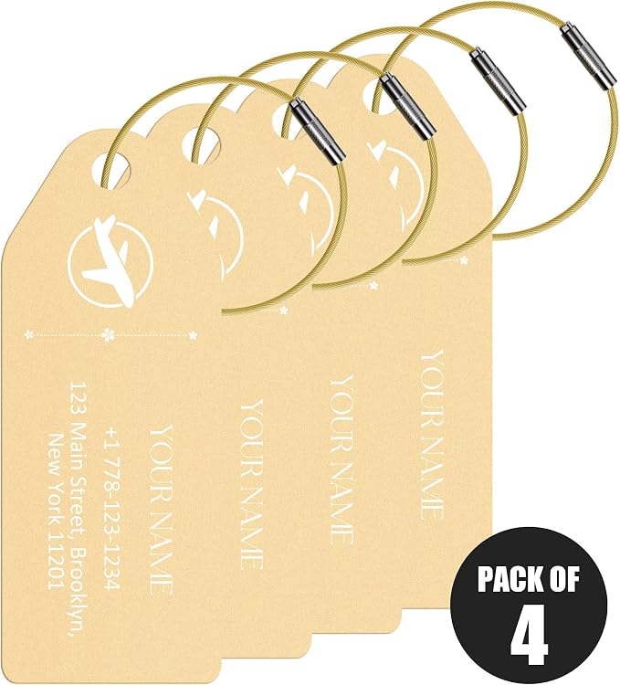 4 PCS Personalized Metal Luggage Tag – Personalized Engraved Suitcase Tag by Binphonesin