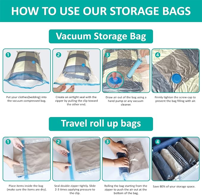 16 Pack Vacuum Storage Bags, Space Saver Bags Compression Storage Bags - Image 6