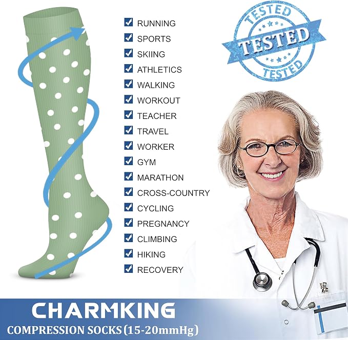 CHARMKING Compression Socks for Women & Men Circulation 15-20 mmHg is Best - Image 5