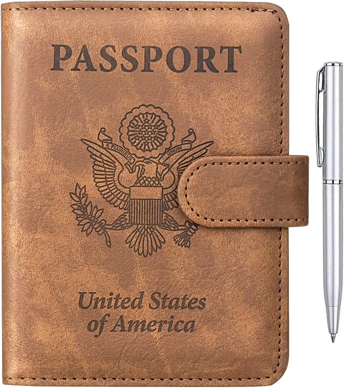 TIGARI Passport Holder for Travel Women Men, PU Leather Waterproof RFID by TIGARI