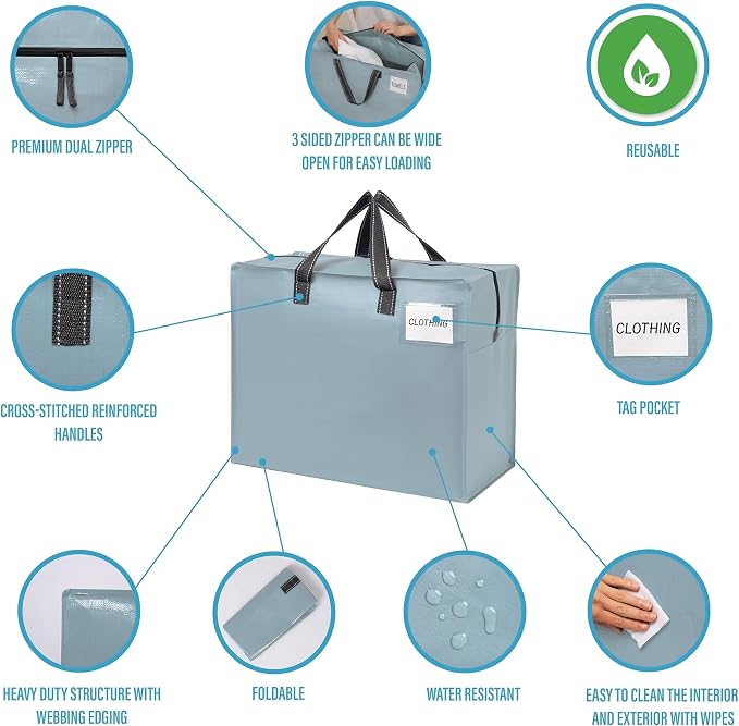 VENO 6 Pack Heavy Duty Moving Bags, Storage Bags, Packing Supplies, Top Zipper - Image 7
